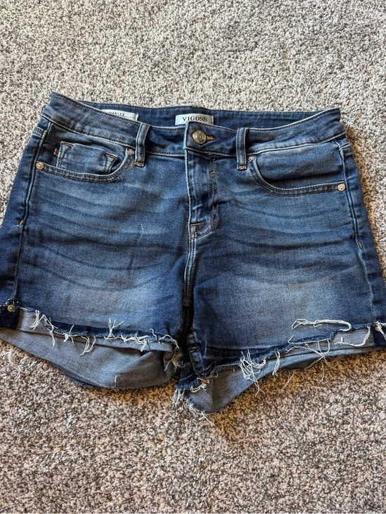 Vigoss Pants - Vigoss Dark Blue Distressed Denim Cutoff Shorts, size 27